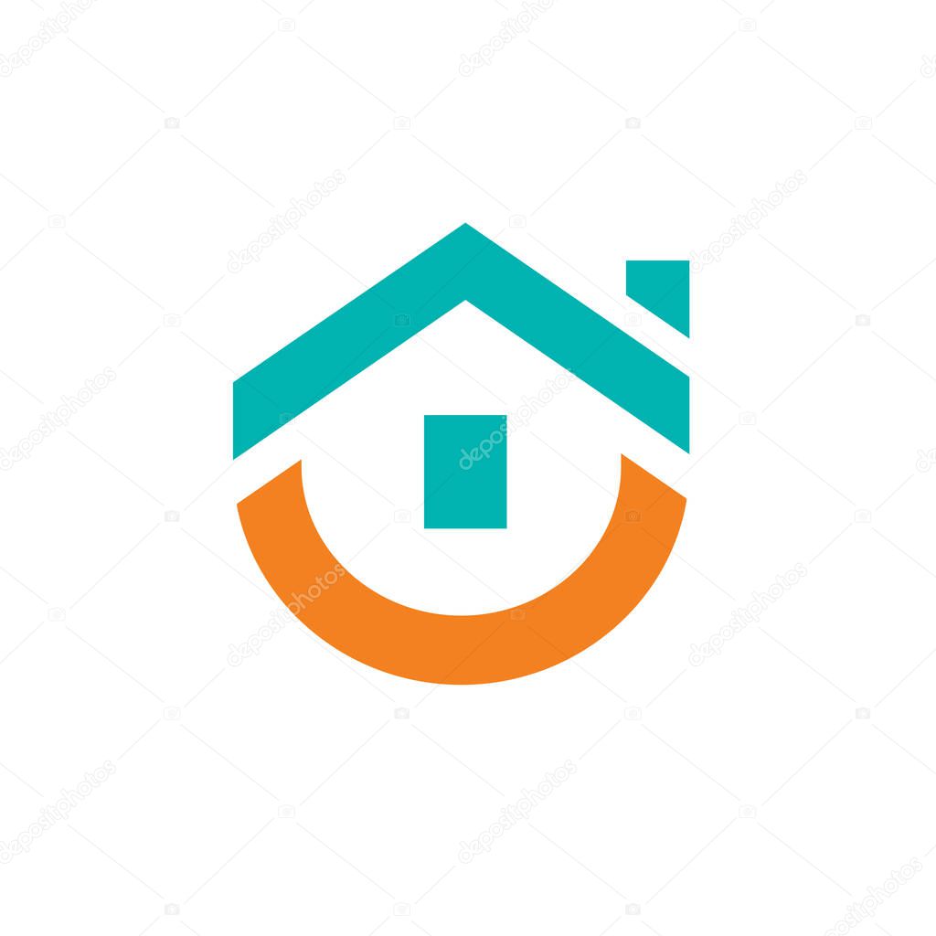 Cute House Logo Design,Vector Illustration