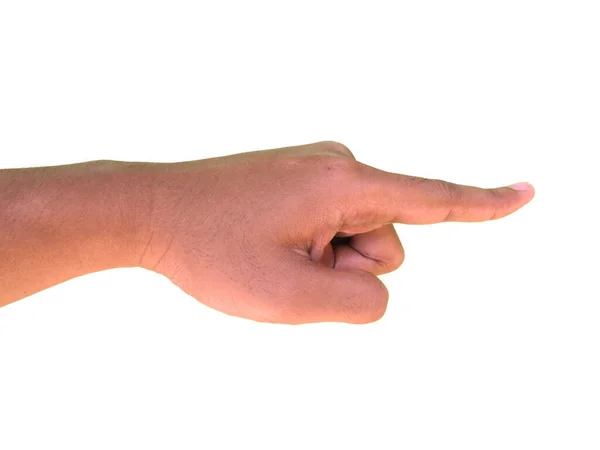 Hand Gester Hand Tecken Index Finger Peka Något Isolerad Vit — Stockfoto