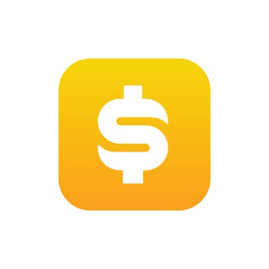 Dolar Para Sembolü Kare, Vektör İllüstrasyon Tasarımı, Yüksek Kaliteli