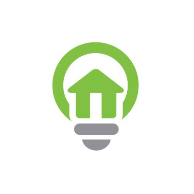 Ev Sembolü Ampul, Vektör İllüstrasyon Tasarımı ile Birleştirildi