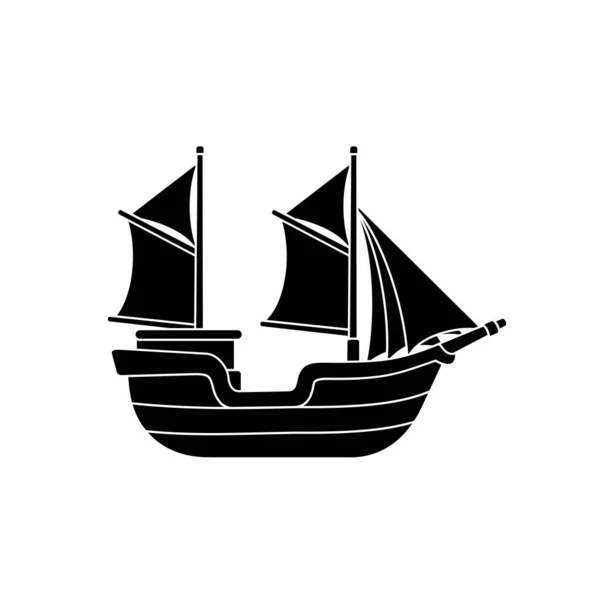 Pinisi Indonesian Traditional Ship Vector Silhouette Illustration — стоковий вектор