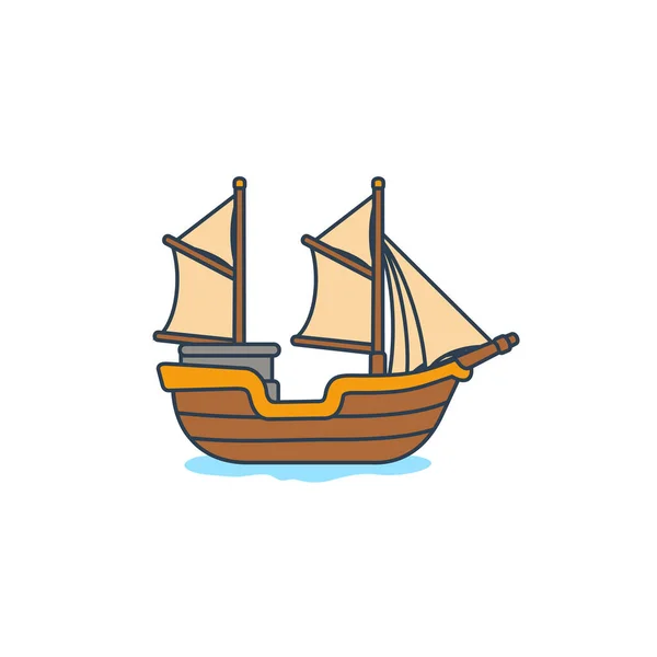 Pinisi Ινδονησιακό Παραδοσιακό Πλοίο Vector Illustration Design — Διανυσματικό Αρχείο