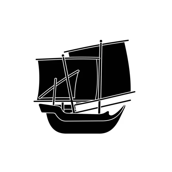 Kapal Patorani Sulawesi Selatan Indonesian Traditional Ship Vector Silhouette Illustration — стоковий вектор