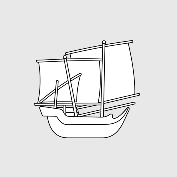 Kapal Patorani Sulawesi Selatan Navire Traditionnel Indonésien Illustration Vectorielle Noire — Image vectorielle