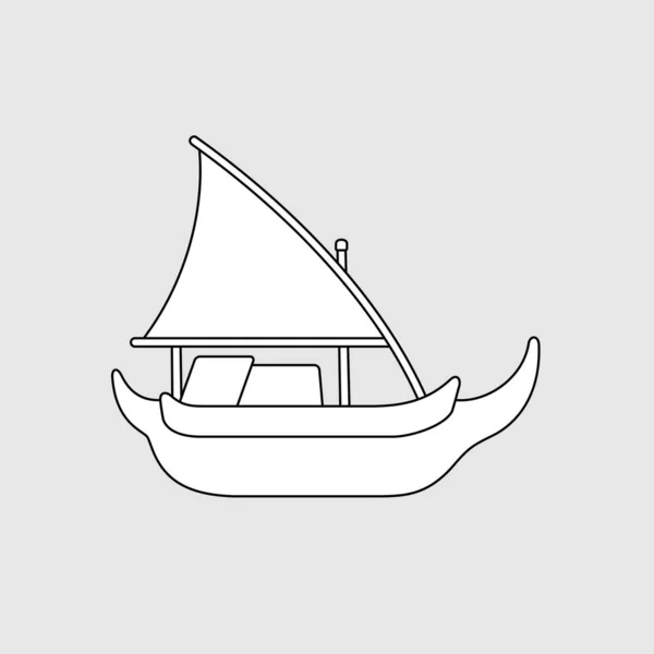 Perahu Golekan Lete Madura Navire Traditionnel Indonésien Illustration Vectorielle Noire — Image vectorielle