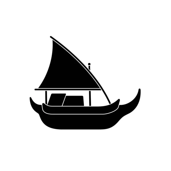 Perahu Golekan Lete Madura Indonesian Traditional Ship Vector Silhouette Illustration — стоковий вектор