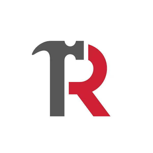 R harfi çekiç logosu, vektör illüstrasyonu