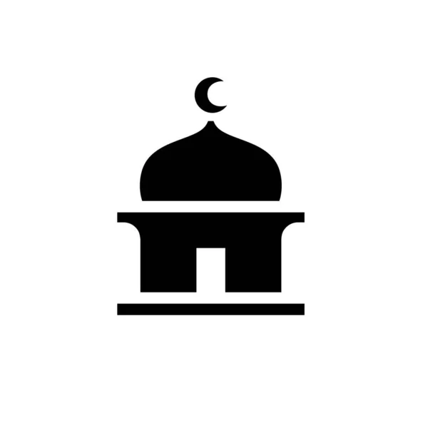 Silhueta Masjid Islâmica Ícone Mesquita Negra Simples Design Ilustração Vetor — Vetor de Stock