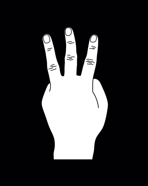 Weiße Drei Hand Geste Vektor Sillhouette — Stockvektor