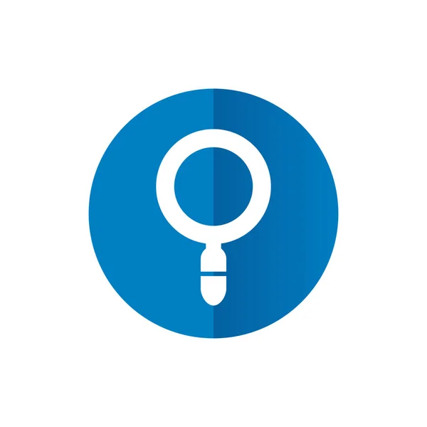 Powiększenie Szklana Ikona Połączeniu Niebieskim Kształcie Koła Wektor Logo Design — Wektor stockowy