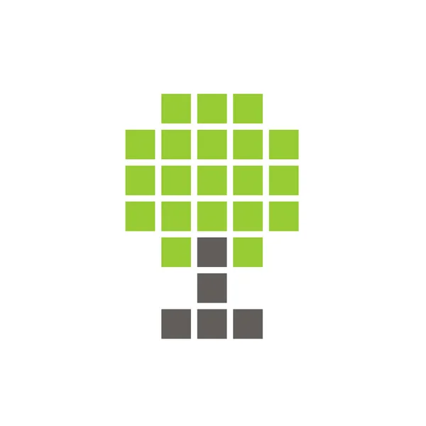Pixelbaum Symbol Digital Plant Icon Design Vektorlogo Illustration — Stockvektor
