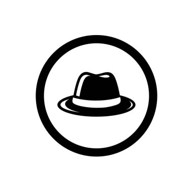 Fedora Şapka Sembolü ve Çember Tasarımı, Simge Konsepti, Vektör Logosu Tasarımı