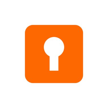 Anahtar deliği ve Orange Square Shape, Simge Tasarımı, Vektör Logosu İllüstrasyonu