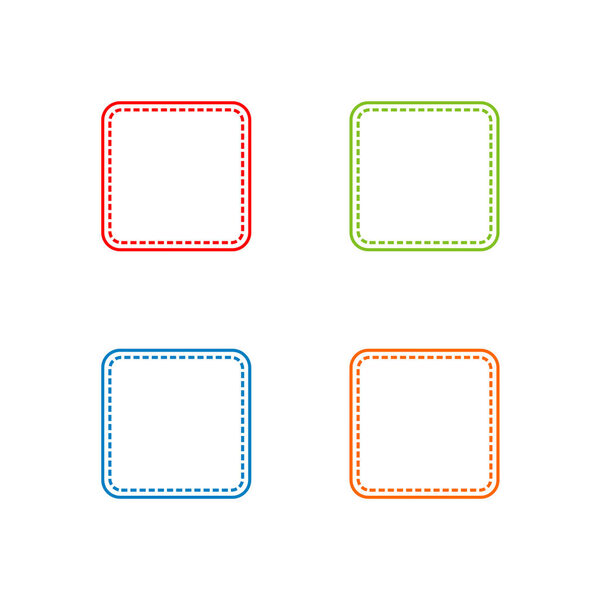 Цветные сшитые квадратные фигуры, векторные очертания
