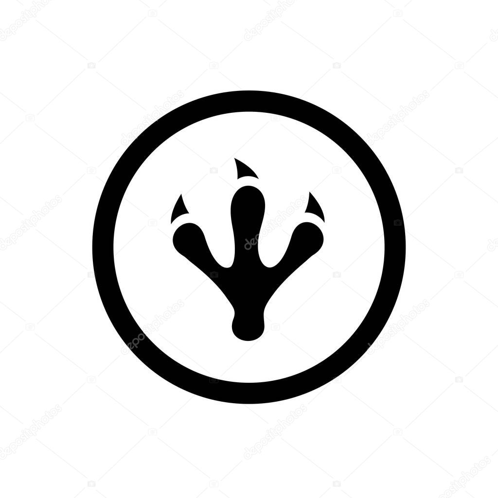 Animal or Dinosaur Footprint, Claw Symbol and Circle Outline, Icon Concept, Vector Logo Design