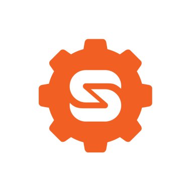 Gear Sembolü S harfi, Vektör logosu, Simge Tasarımı ile birleştirildi