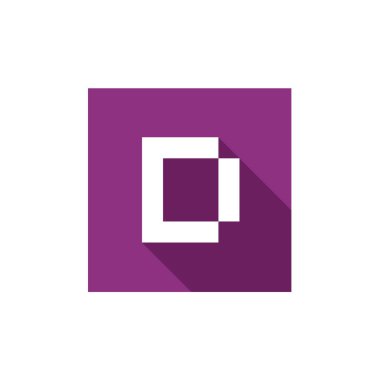 D Harfi Logo Simgesi Tasarımı, Mor Kare Şekliyle Birleştirilmiş