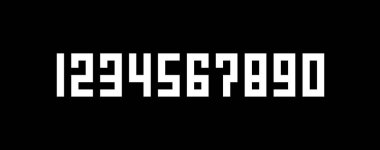 Sıfır 'dan Dokuz' a Harf Sayıları, Kare ve Kalın, Piksel Resim Biçimi, Kare Stili Numaralar, 0, 1, 2, 3, 4, 5, 6, 7, 8, 9, 