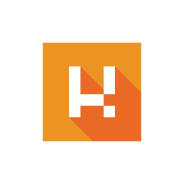 İlk harf K Logo Simgesi Tasarımı, Orange Square Shape, Uzun Gölge Simgesi