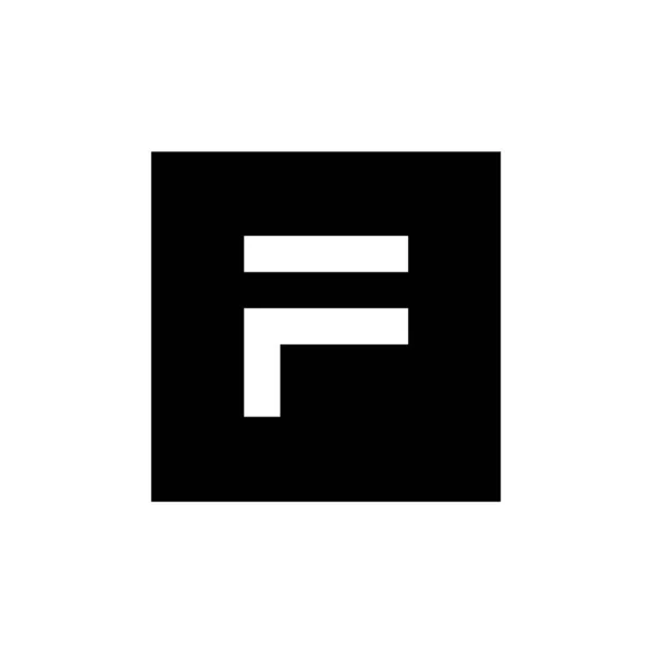F文字ベクトルロゴ ピクセルアートスタイル文字Fロゴ F文字アイコンデザイン正方形の形状を持つ 黒と白のイラスト — ストックベクタ