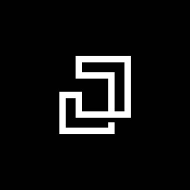 Seçkin Modern Siyah ve Beyaz Alfabe J İlk Temel Simge Logo Tasarımı - Vektör