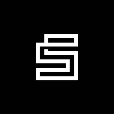 Zarif Modern Siyah ve Beyaz Harf S İlk Tabanlı Simge Logo Tasarımı - Vektör