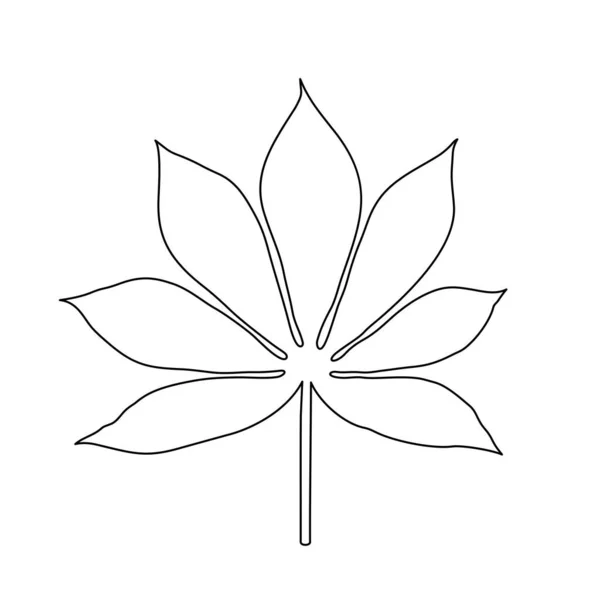 Çizgi Sanat Tarzı Cassava Yaprak Silueti Vektör Çizgisi Çizimi — Stok Vektör