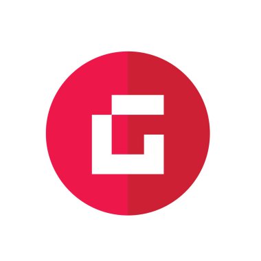 Üstün G Harfi Düz Simge Tasarımı, Kırmızı Renk Logosu Elemanı, Vektör İllüstrasyonu