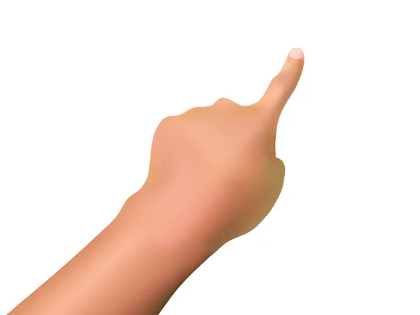 Index Finger Touching Pointing Something Gradien Mesh Hand Gesture Realistik - Stok Vektor