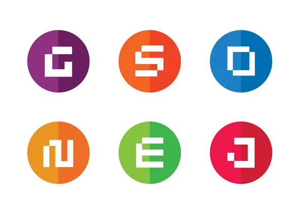 Vector Set Digital Letter Logo Alphabet Дизайн Плоских Ікон — стоковий вектор