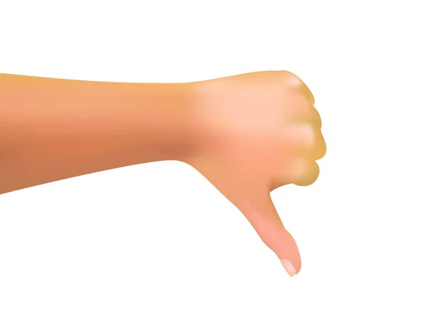 Hand Gestures Thumbs Gradient Mesh Realistic Vector Illustration — Stock Vector