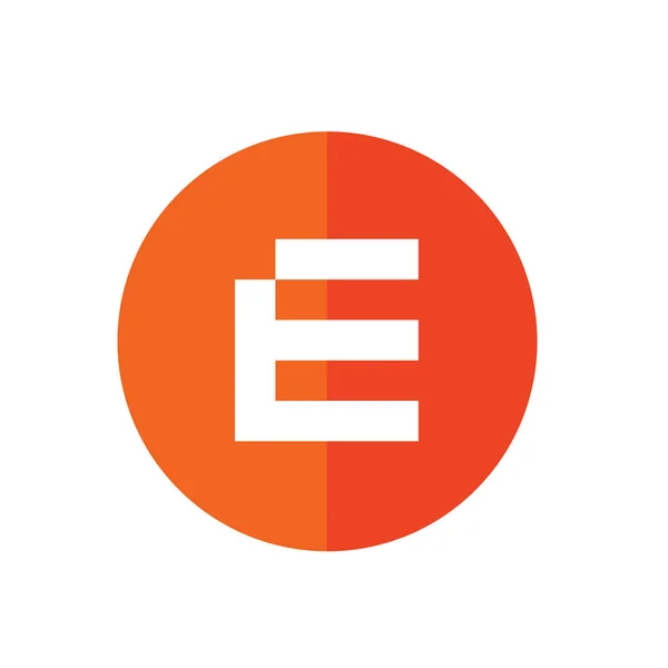 Alphabet Flat Icon Style White Alphabet Orange Color Circle Shape — 스톡 벡터