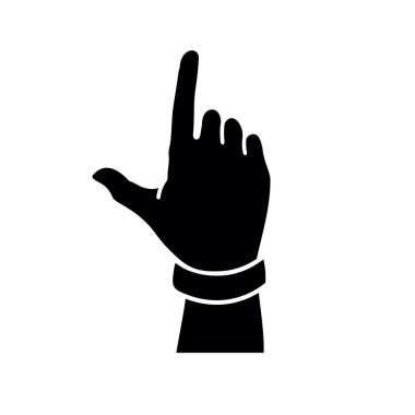 J harfi el hareketi, siyah vektör silueti