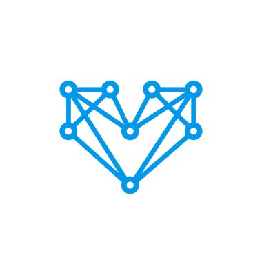 Geometrik harf V, Kalp Bağlantısı Sembolü, satır harfi v logo simgesi, Bağlantı logosu, çizgi kalp simgesi