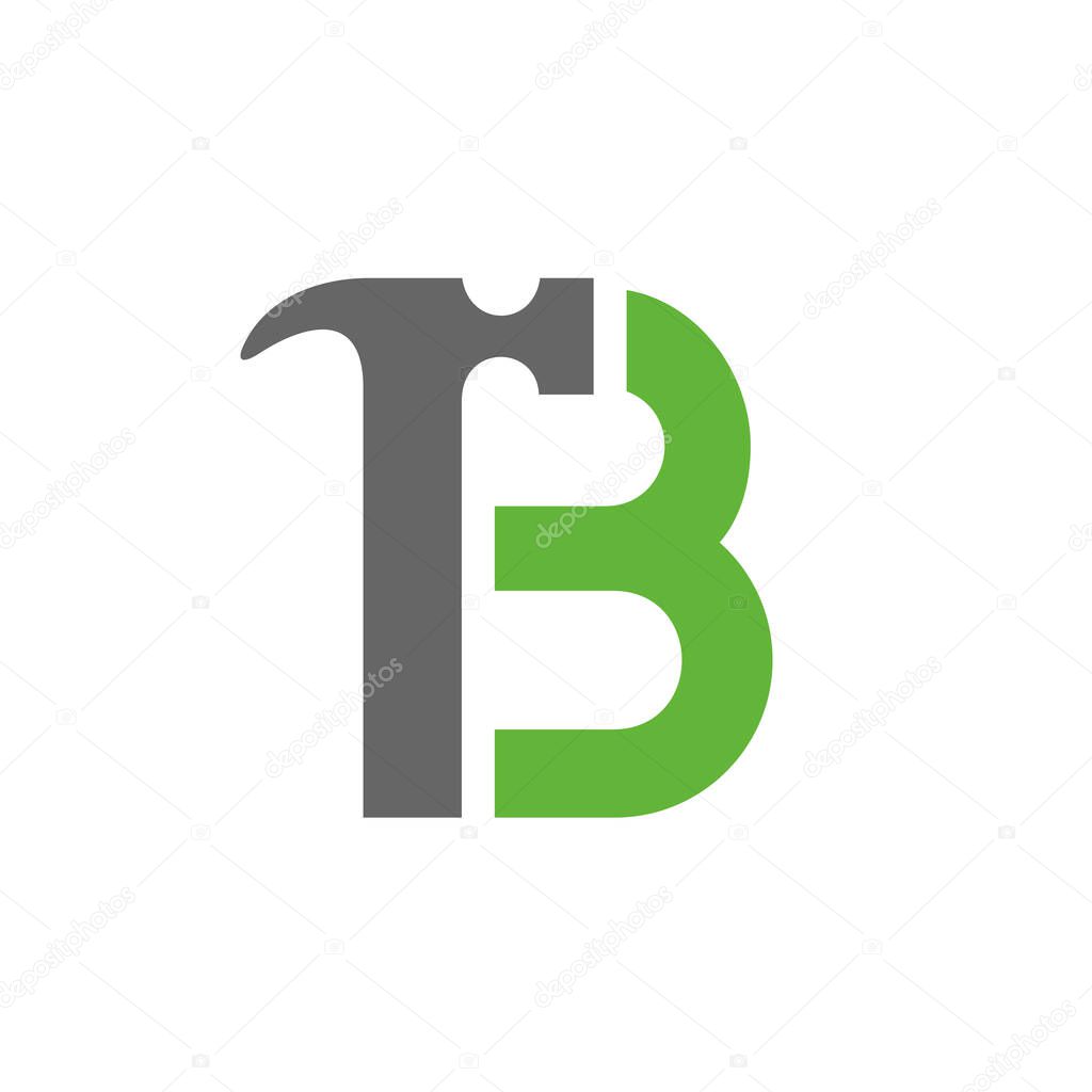 Letter B Hammer Logo, House Repair Logo, Home Improvement, Renovation Icon