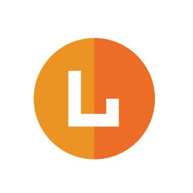 L Simgesi Tasarımı, Turuncu Vektör İllüstrasyonu, Düz Tasarım Biçimi 