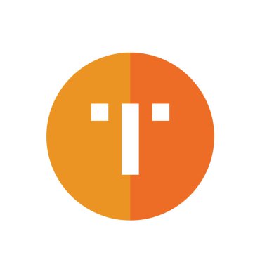 T Harfi Logosu, Soyut Element Şirketi Logosu, Turuncu Renk Simgesi Tasarımı - Vektör