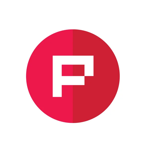 Pの文字の初期ロゴ 赤い円のアイコンのデザイン ベクター — ストックベクタ