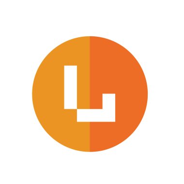 Yuvarlak Harf L Web Simgesi, Turuncu Renk, Düz Tasarım Biçimi