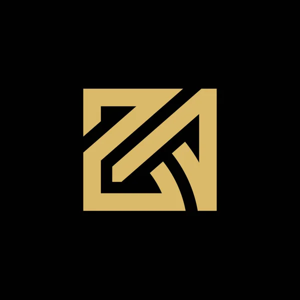 Za初期の文字ループ リンクされたロゴ 黒の背景にエレガントなゴールドデザイン ベクトル — ストックベクタ