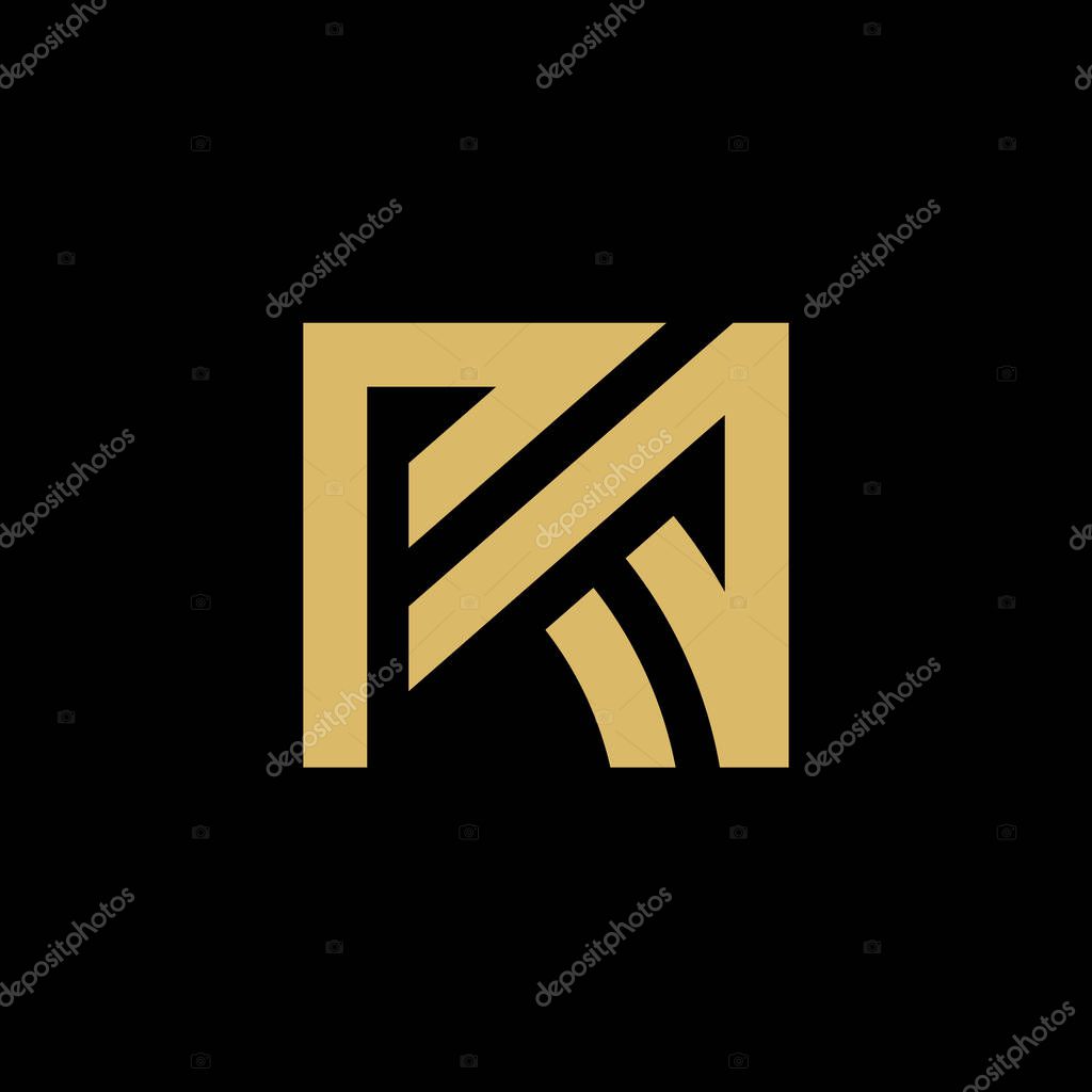 Abstract Letter RA Logo, Gold Color Design - vector