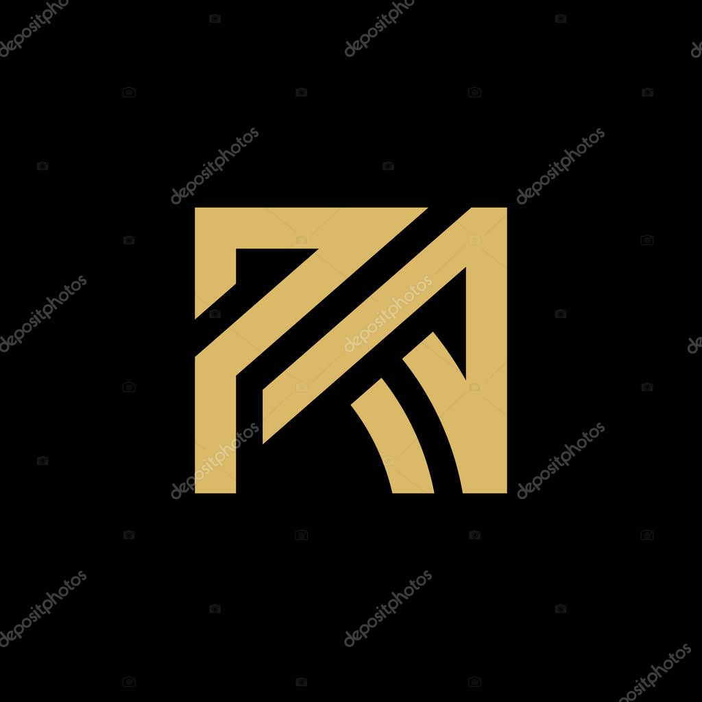 Initial letter RA linked luxurious logo, gold color design for brand - Vector