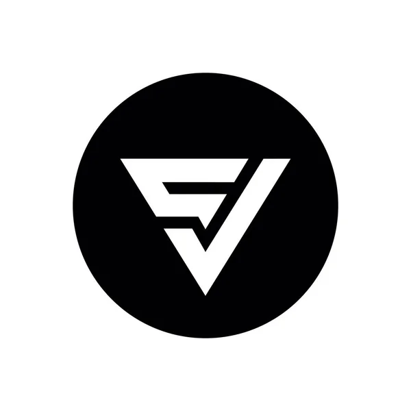 Harf CV veya VC Logo Simgesi, Üçgen ve Çember Şekil Tasarımı, Siyah ve Beyaz Renk - Vektör
