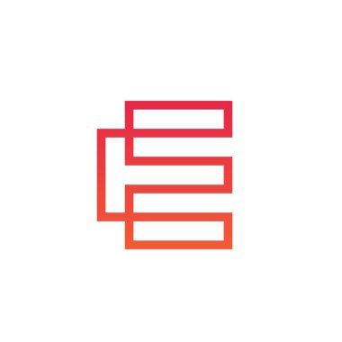 Baş harf E Logo Tasarımı, satır Art Style, Gradyan Kırmızı Renk, Dijital Teknoloji Konsepti - Vektör