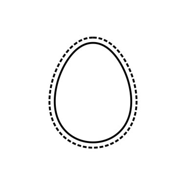 Soyut Dikilmiş Yumurta Şekli, Vektör Çizgisi Çizimi, Siyah ve Beyaz Renk