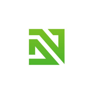 Soyut Harf DV DN VD ND Logo, Beyaz Arkaplanda Yeşil, Minimal Logo Simgesi Tasarım Şablonu - Vektör