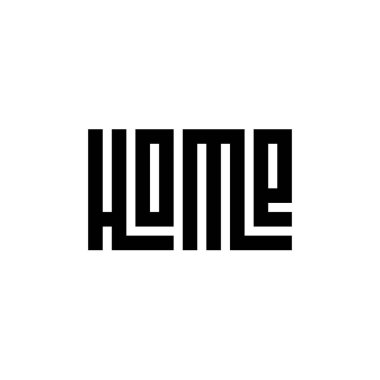 Ev Sözü. Modern Hattat Tarzı. Tişörtler, posterler, davetiyeler, kupalar için tek renkli tipografi - Vektör