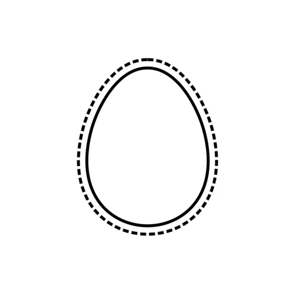 Abstract Stitched Egg Shape Vector Line Drawing Black White Color — Stock Vector