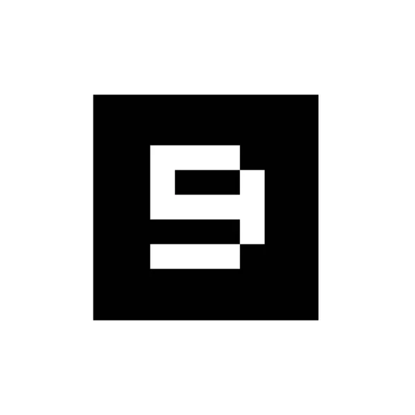 Nummer Auf Schwarzer Quadratischer Form Technologie Logo Design Konzept Network — Stockvektor