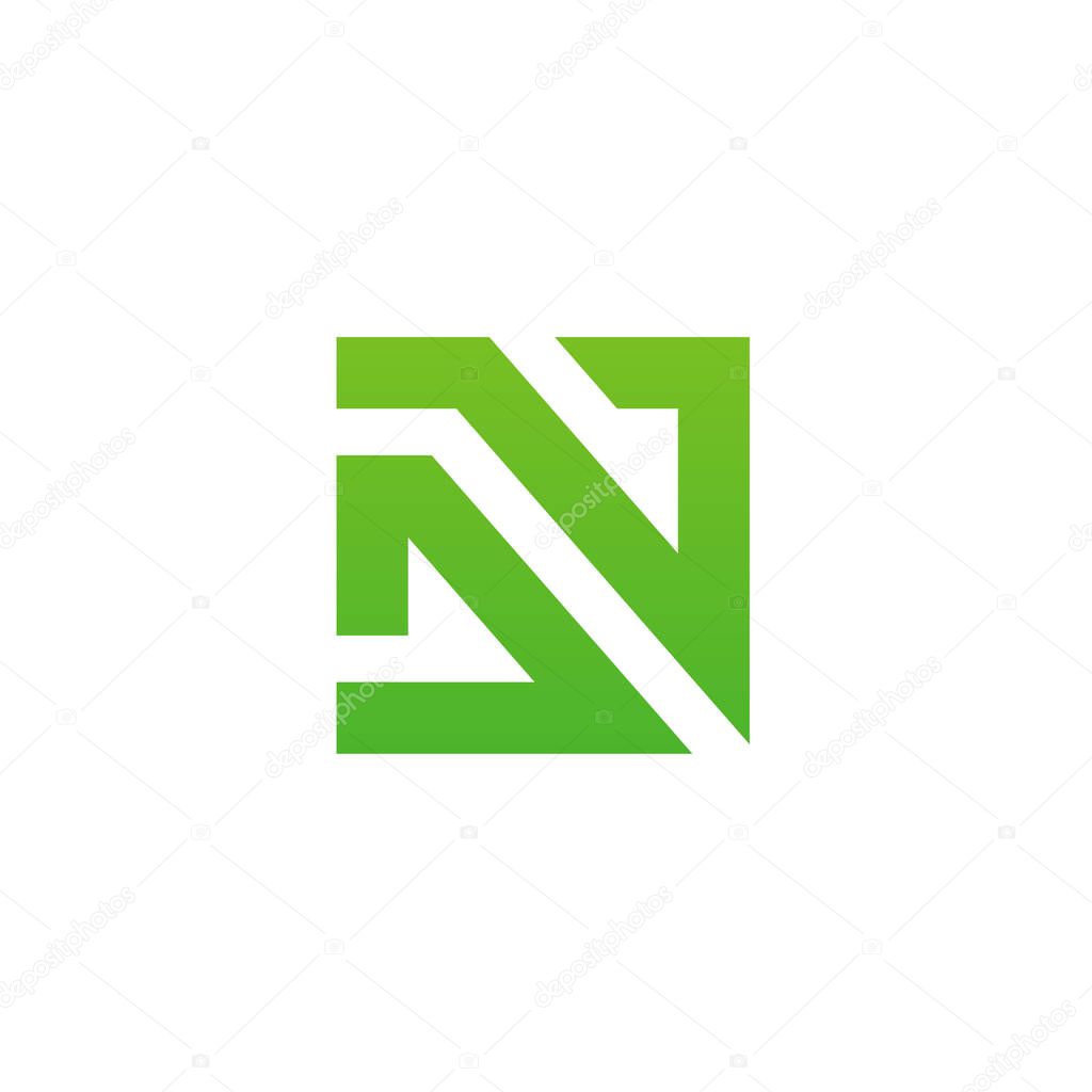 Abstract Letter DV DN VD ND Logo, Green on White Background, Minimal Logo Icon Design Template - Vector